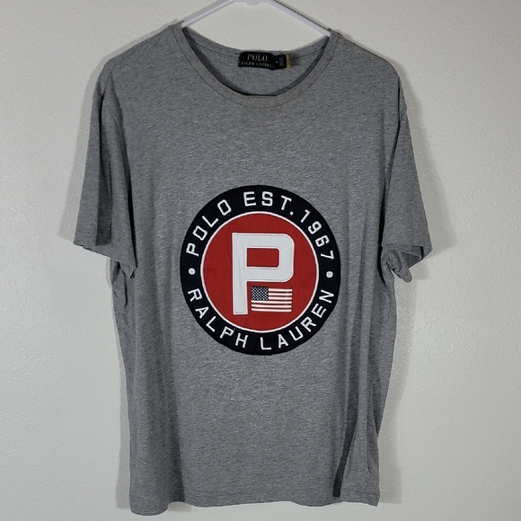 Ralph Lauren Mens Yacht Club Challenge Circle P Patch Shirt Size M Preppy Crest - Picture 1 of 9